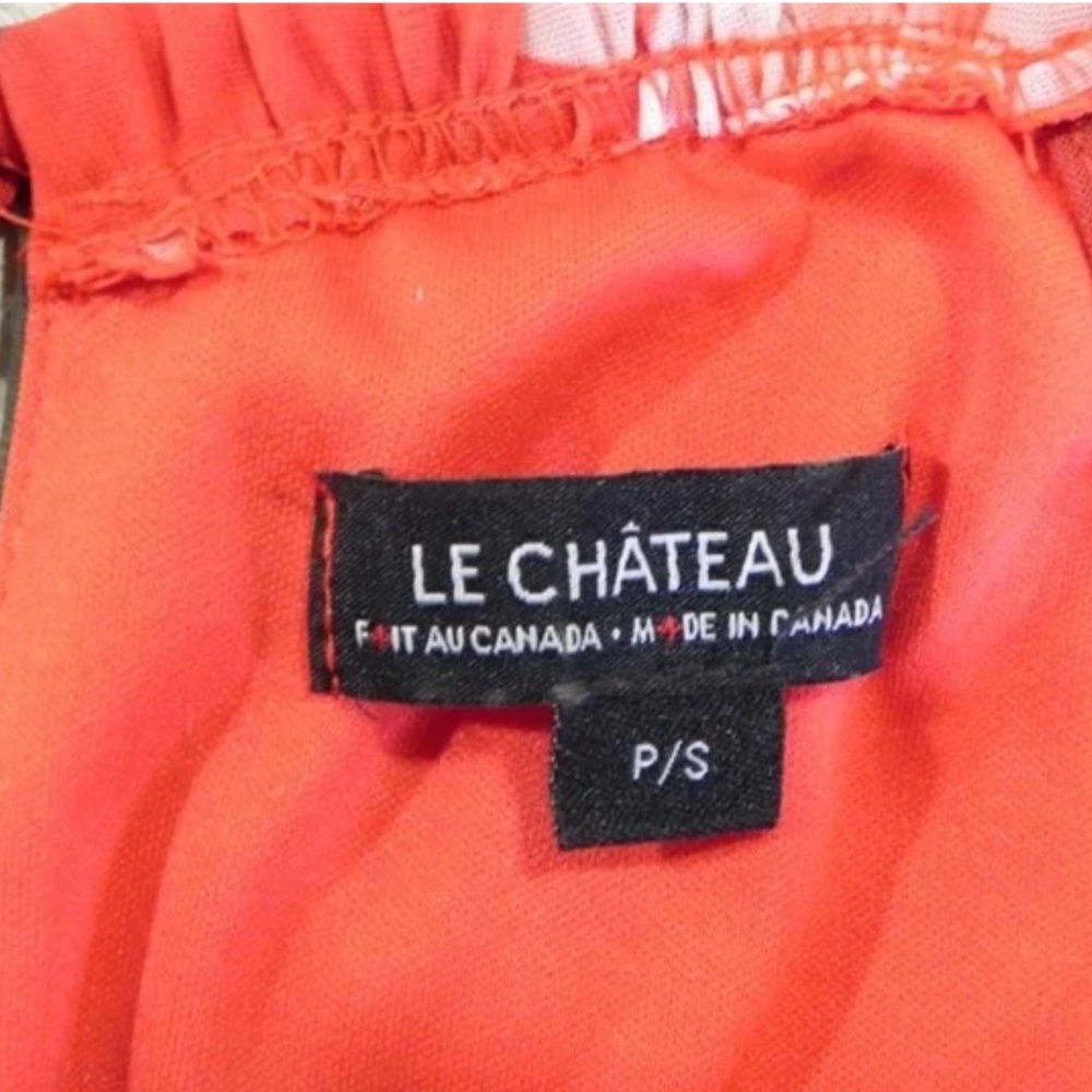 Le Château Floral Halter Dress – Orange & Pink – Petite Small – Made in Canada - Picture 10 of 10